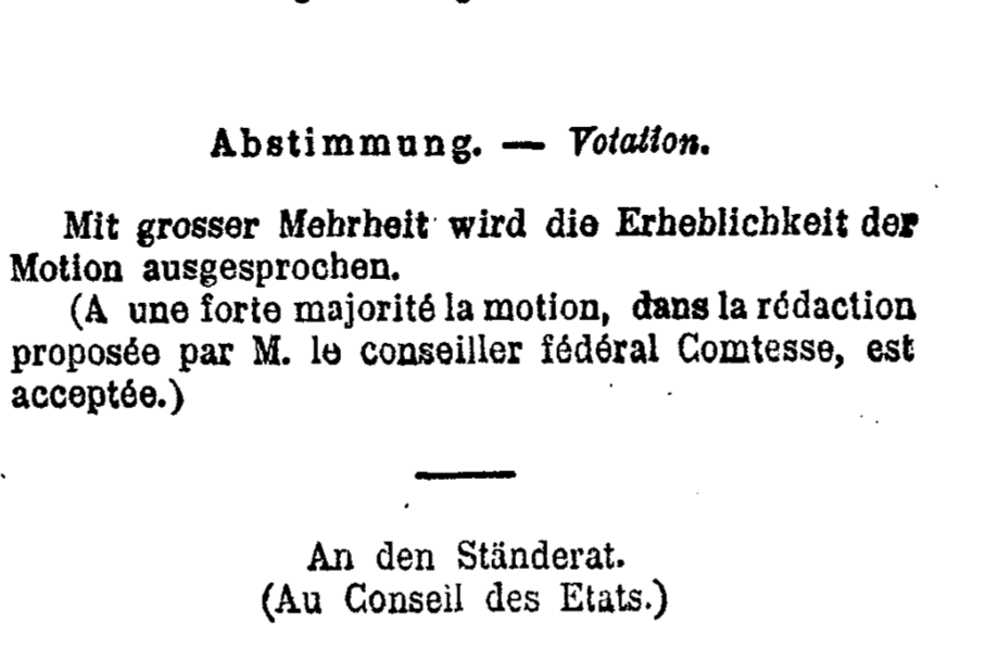 Example Motion discussed in the National Council from 1903 (document ID 20027204, page 15)