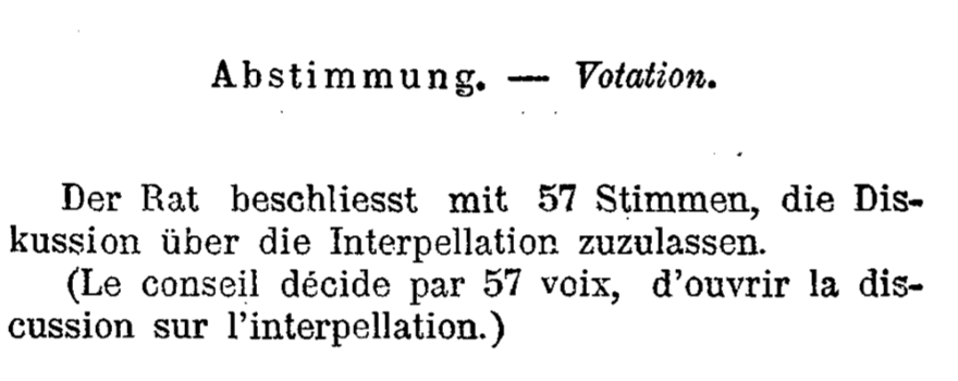 Example Interpellation discussed in the Council of States in 1903 (document ID 20027262, page 13)